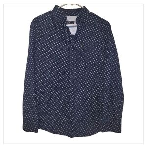 Ben Sherman Navy Micro Print Button Down Shirt Mens Small Mod Retro Indie Long S